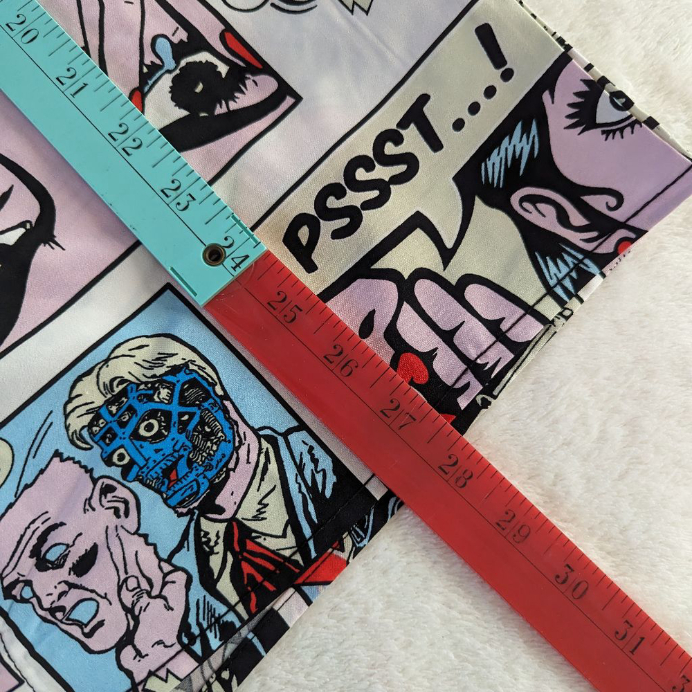 Oh Snap! Comic Book Print Shirt - White/Blue - Size S - Picture 8 of 9